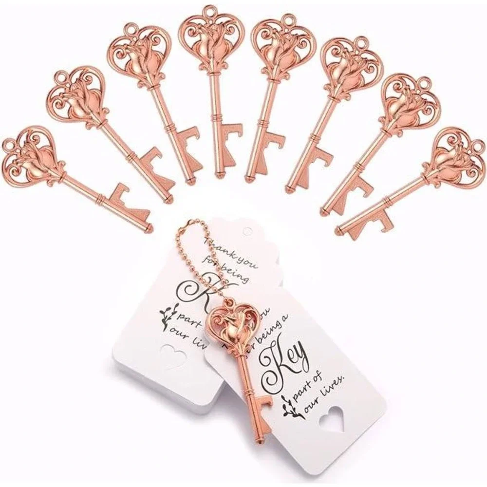 50PCS‎ Crown Key Bottle Opener Wedding Favors with Tags Rose Gold X003QS4RY9